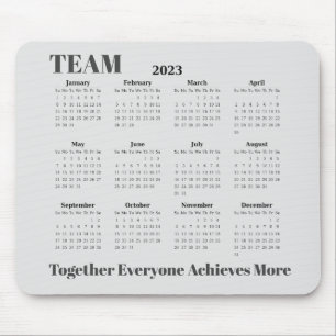 Mousepad Placa do mouse da EQUIPE de Calendário 2023