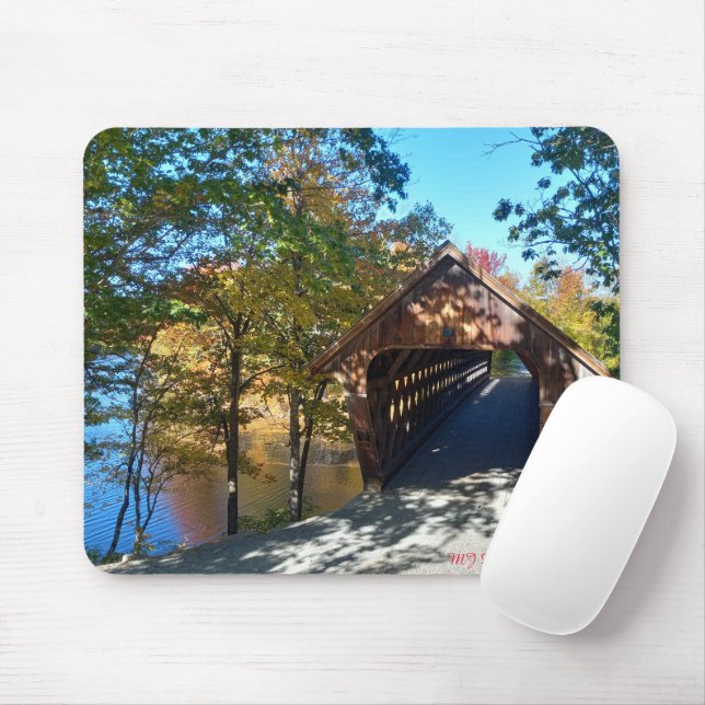 Mousepad Placa do mouse da ponte coberta pelo outono (Com mouse)