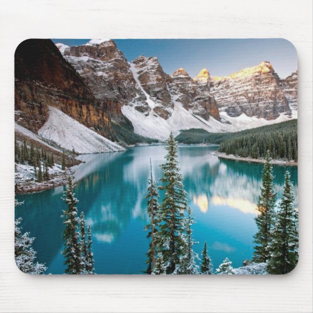 Mousepad Placa do Mouse de Cena de Neve do Lago Montanha (Frente)