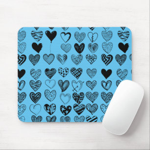 Mousepad Placa do mouse de desenho do coração negro adapt