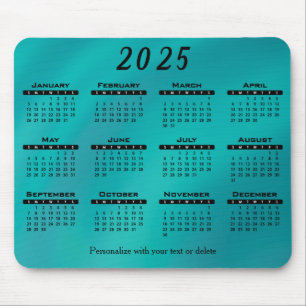 Mousepad Placa do mouse de Design de Teal Anual do Calendá