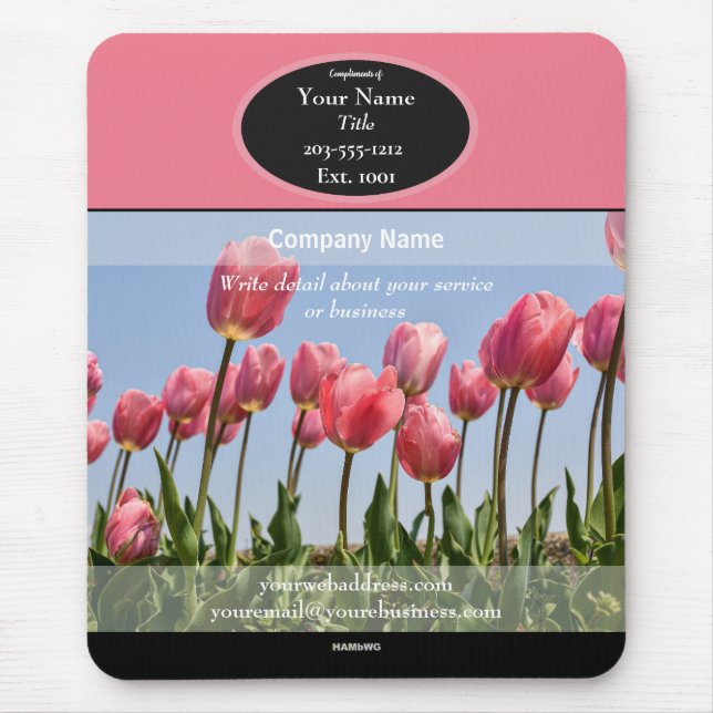 Mousepad Placa do mouse do Promocional Tulipas Rosa - HAMby (Frente)
