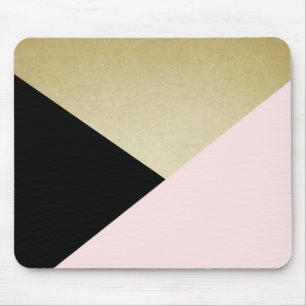 Mousepad Placa do mouse Dourada preta cor-de-rosa com Abstr