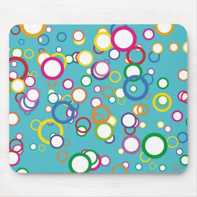 Mousepad Placa do mouse em círculos coloridos (Frente)
