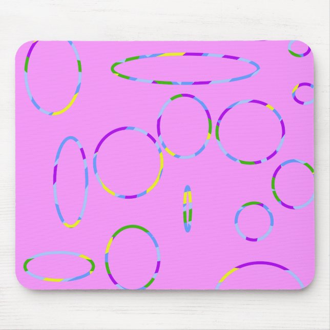 Mousepad Placa do mouse em círculos rosa (Frente)