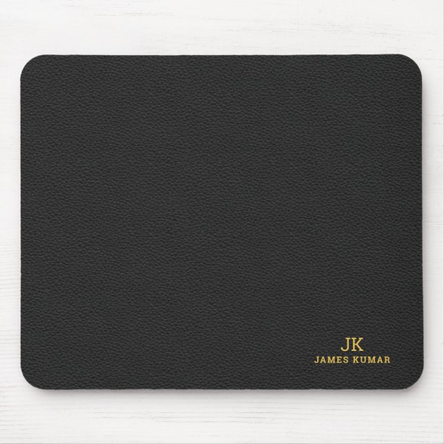 Mousepad Placa do mouse Impressão de textura de couro preto (Frente)
