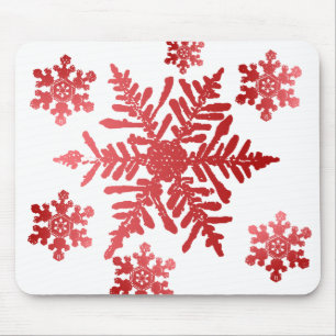 Mousepad Placa do mouse Red Snowflakes