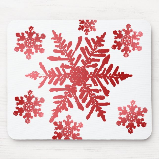 Mousepad Placa do mouse Red Snowflakes (Frente)