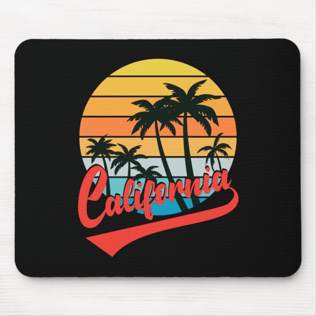 Mousepad Placa do mouse Retro Sunset da Califórnia (Frente)