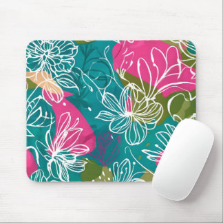 Mousepad Placa do mouse rosa com abstrato Floral Teal