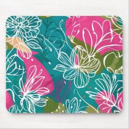 Mousepad Placa do mouse rosa com abstrato Floral Teal