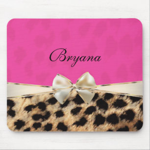 Mousepad Placa do mouse rosa e Arco Leopard Cheetah