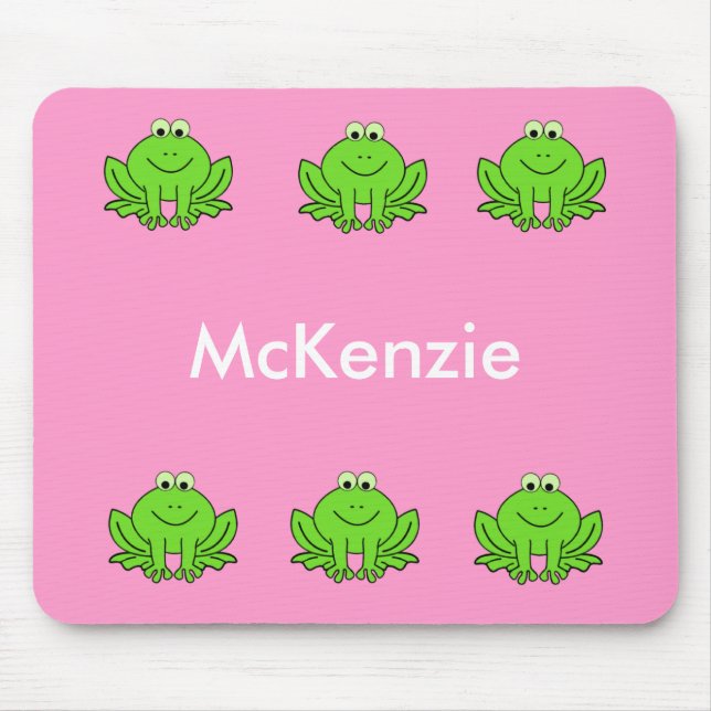 Mousepad Placa do mouse rosa e Sapo verde (Frente)