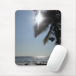 Mousepad Placa do mouse Sun iluminada em palmeira Oceânica