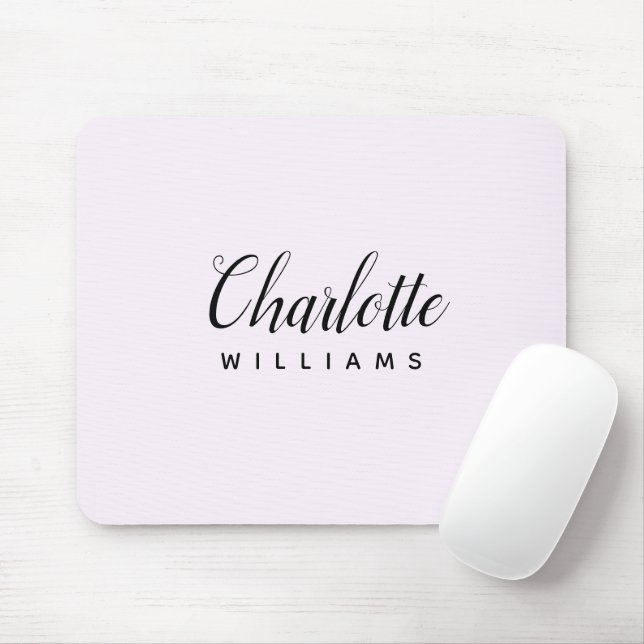 Mousepad Placa do rato do Monograma Rosa Moderno Pastel (Com mouse)