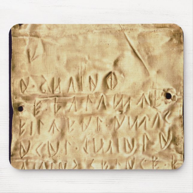 Mousepad Placa Dourado com "breve" inscrição de Etruscan, (Frente)