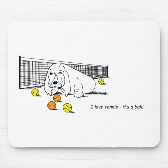 Mousepad Placa engraçada do mouse do cão de caça do Tênis t (Frente)