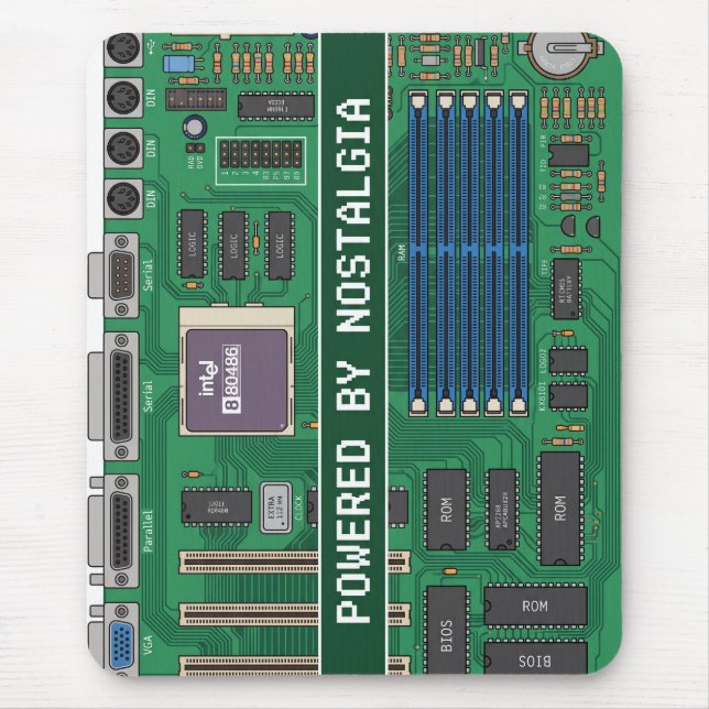 Mousepad Placa-Mãe de Computador dos Anos 80 "Alimentado pe (Frente)
