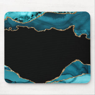 Mousepad Placa moderna de Mouse de Pedra Dourada e Teal