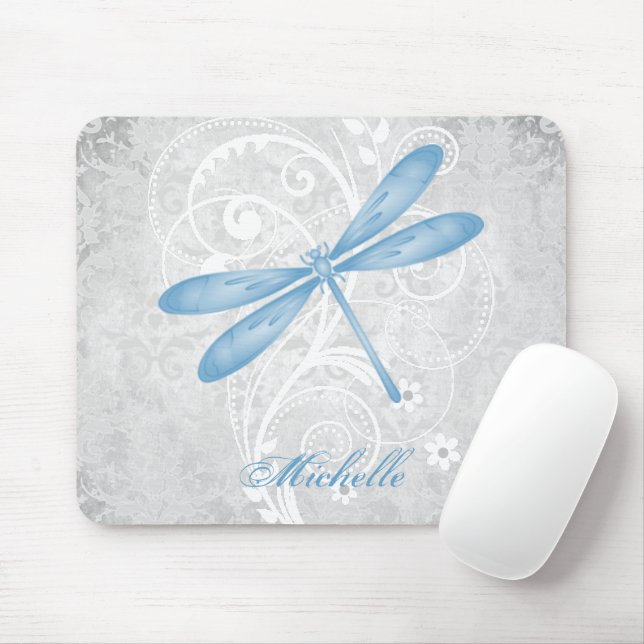 Mousepad Placa Personalizada de Mouse Blue Dragonfly (Com mouse)