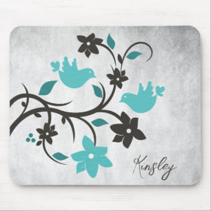 Mousepad Placa Personalizada de Rato Teal Lovebird