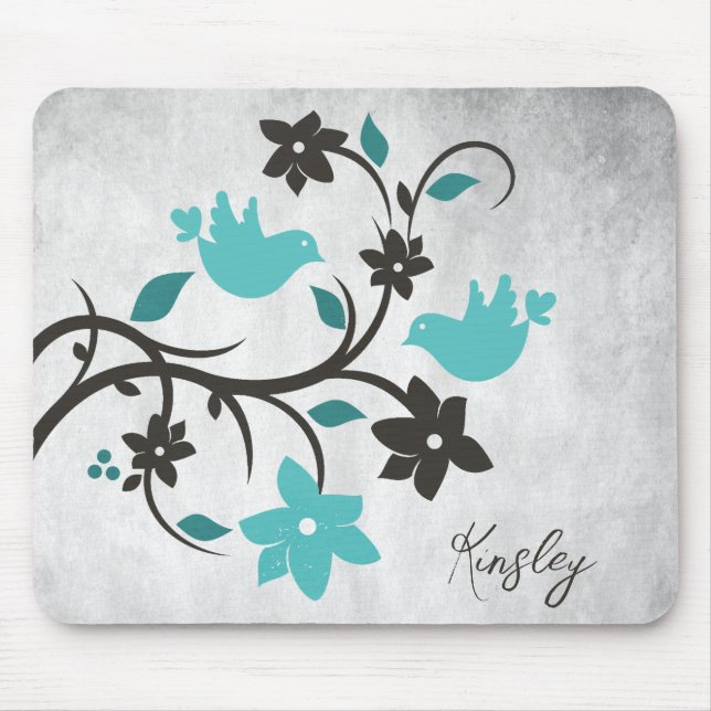 Mousepad Placa Personalizada de Rato Teal Lovebird (Frente)