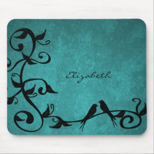 Mousepad Placa Personalizada de Rato Teal Lovebird
