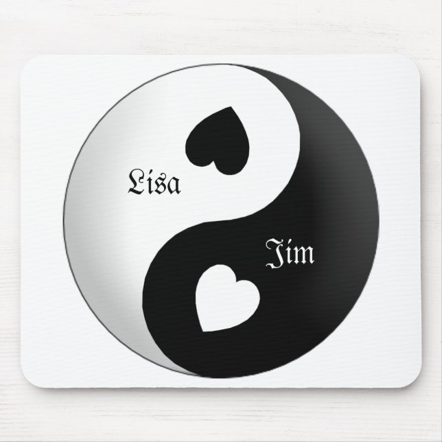 Mousepad Placa personalizada do mouse de amor Yin Yang (Frente)