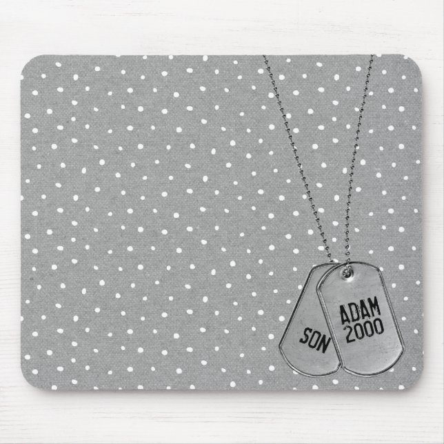 Mousepad Placas de Identificação Militar em Bolinhas (Frente)