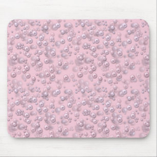 Mousepad Placas de pérolas brancas-rosadas em veludo rosa