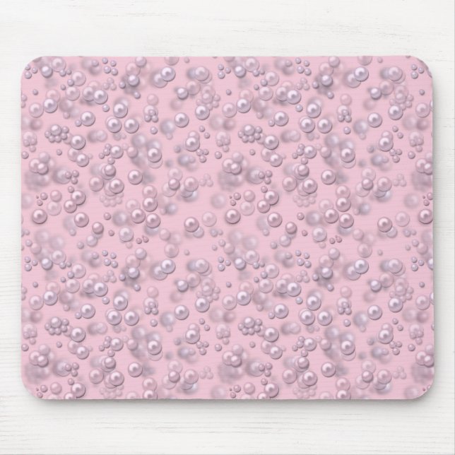Mousepad Placas de pérolas brancas-rosadas em veludo rosa (Frente)