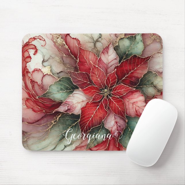 Mousepad Placebo Festivo Personalizado Poinsettia (Com mouse)
