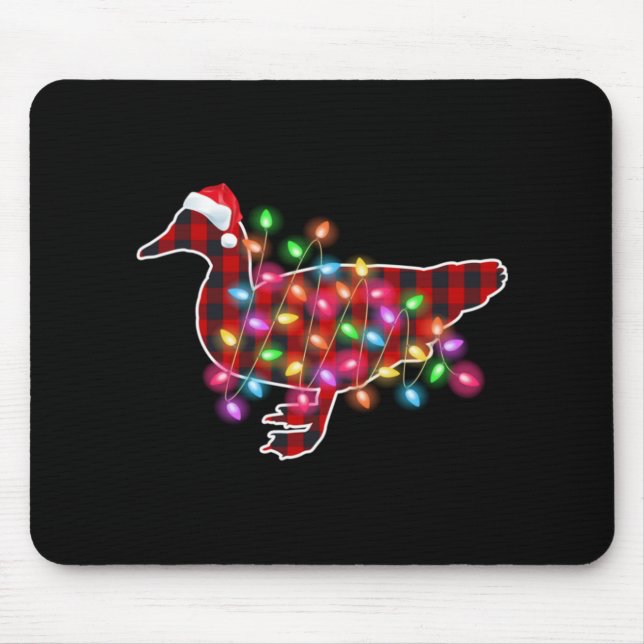 Mousepad Plaid Buffalo Duck Christmas Pajamas Xmas Lights F (Frente)