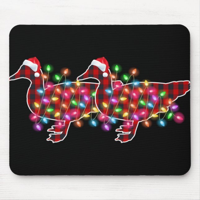 Mousepad Plaid Buffalo Duck Christmas Pajamas Xmas Lights F (Frente)