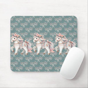 Mousepad Planeador de Ilustração de Fantasia Floral Pastel 