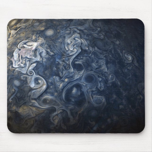 Mousepad Planeta Júpiter Blues Azul Branco Juno Cam Swirlin (Frente)