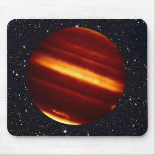 Mousepad Planeta Júpiter no infravermelho com céu estrelado