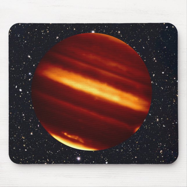 Mousepad Planeta Júpiter no infravermelho com céu estrelado (Frente)