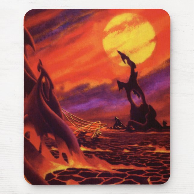 Mousepad Planeta vulcânico de ficção científica com Red Lav (Frente)
