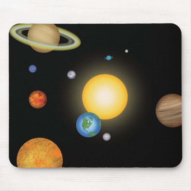 Mousepad Planetas do Sistema Solar no Espaço Escuro Profund (Frente)
