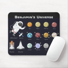 Mousepad Planetas Infantis Monograma Monograma Universo Col