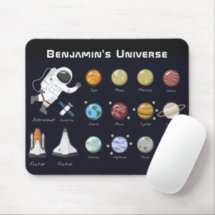 Mousepad Planetas Infantis Monograma Monograma Universo Col