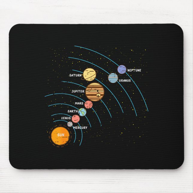 Mousepad Planets Orbit Solar System Galaxy Science Women Ki (Frente)