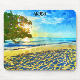 Mousepad Planície de praia mínima da ilha de Caribe de Arub