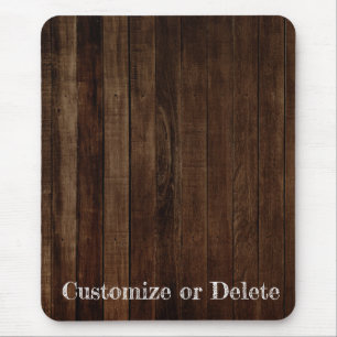 Mousepad Planks de madeira castanha escura com texto person