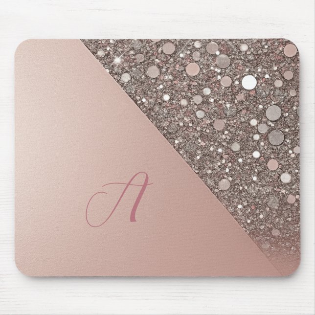 Mousepad Planner Elegante do Monograma Dourado Rosa (Frente)