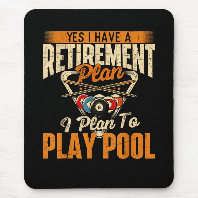 Mousepad Plano de aposentadoria jogar pool - Esportes de jo (Frente)