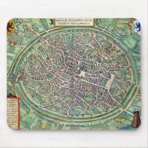 Mousepad Plano de cidade de Bruges, 'de Civitates Orbis