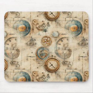 Mousepad Plano de Fundo Mecânico Retrô Sépia Marrom