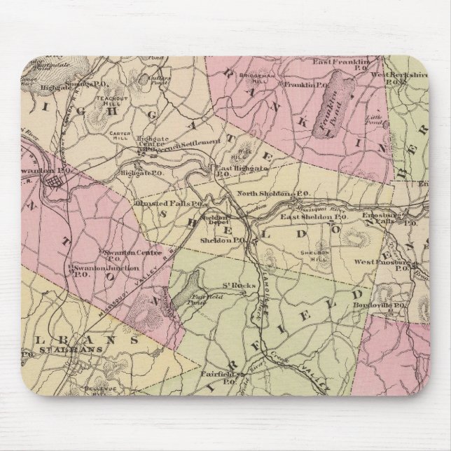 Mousepad Plano de Grand Isle e Franklin em Vermont (Frente)